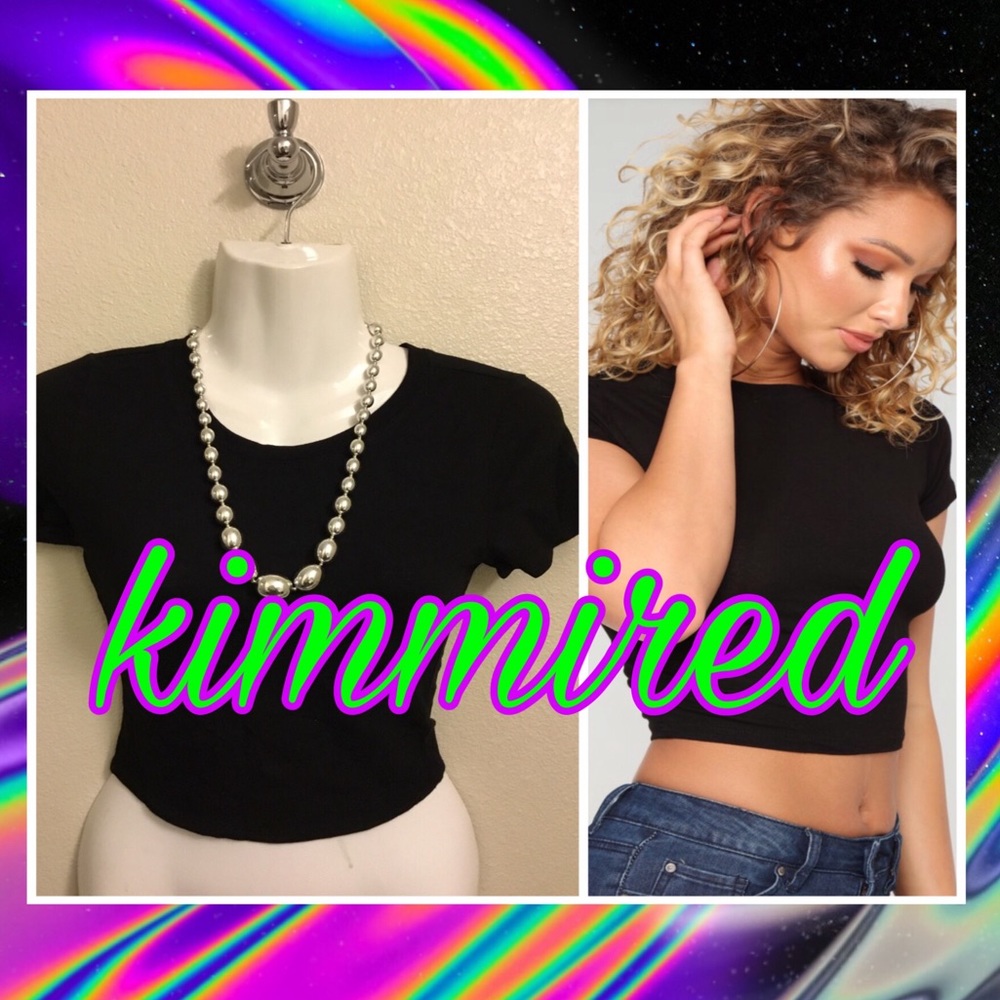 🆕 Black Fashion Nova Black Crop Top ~ Small ~ NWT